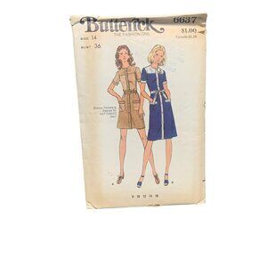Butterick 6637 Vintage Sewing Pattern Size 14 Dress with Pockets Sz 14